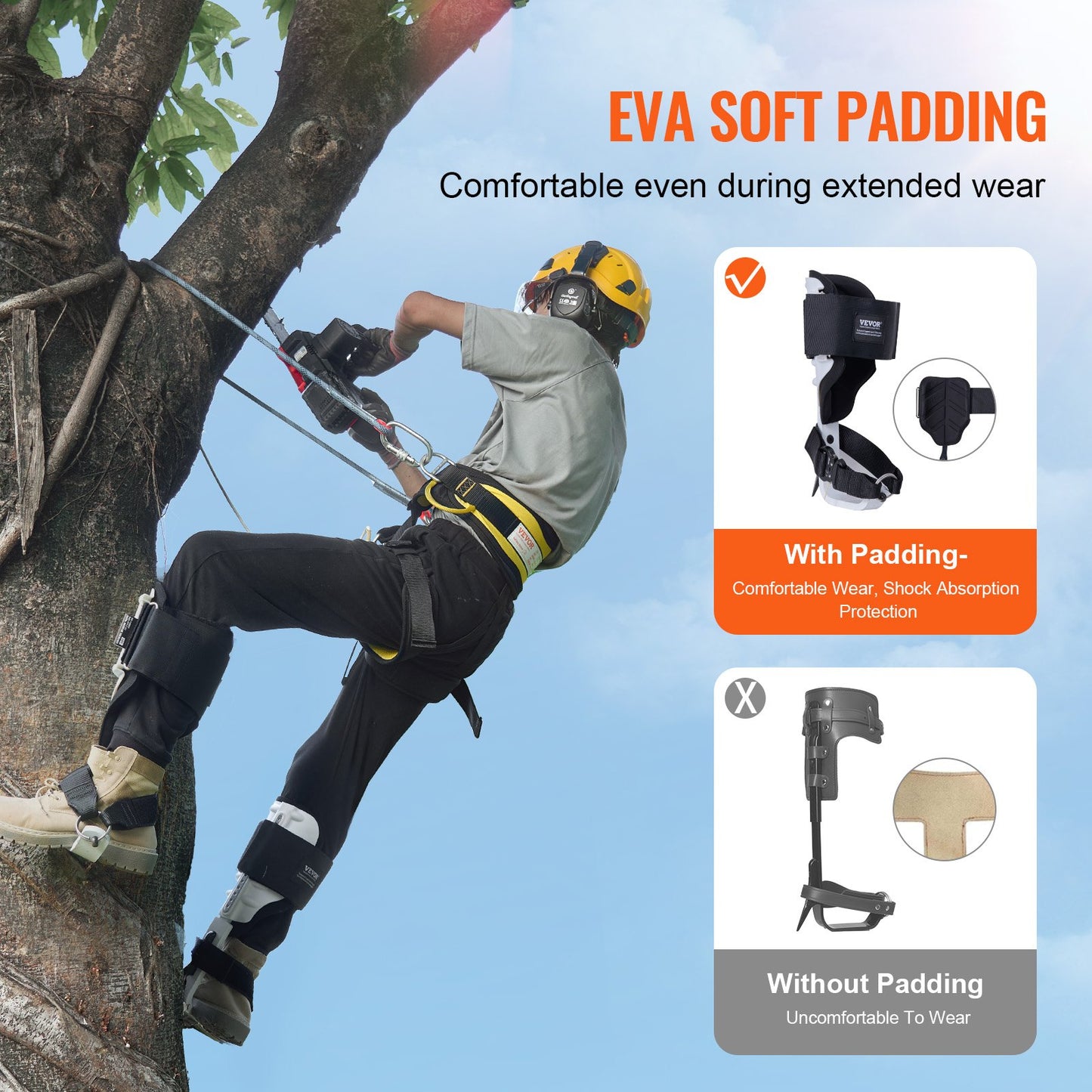 Tree Climbing Spikes, 1 Pair Aluminum Climbing Spurs, 350lbs Load Capacity Tree Climbing Gear with Straps and Spike Protectors, Arborist Equipment for Climbers, Hunting, Fruit Picking, White - Image 3