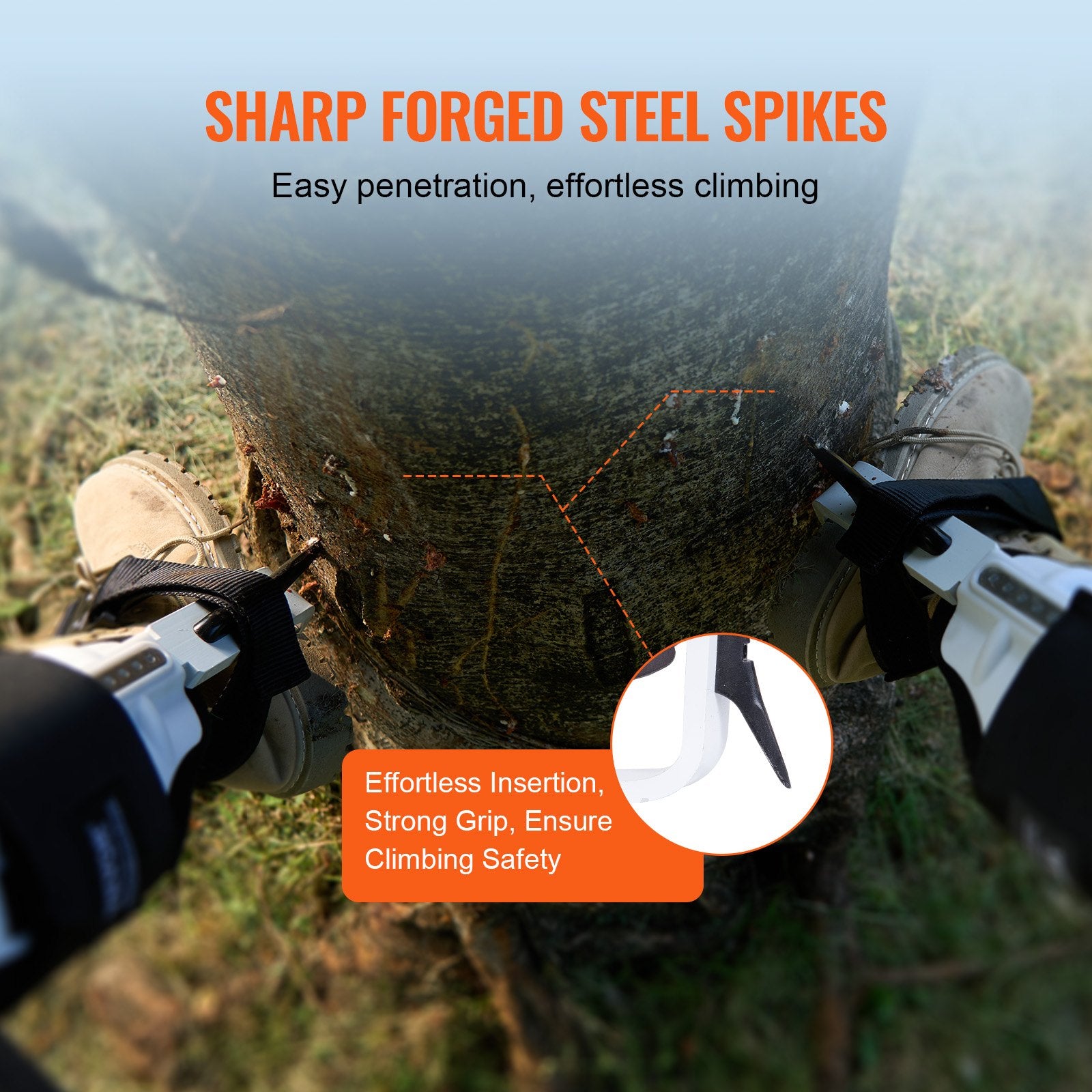Tree Climbing Spikes, 1 Pair Aluminum Climbing Spurs, 350lbs Load Capacity Tree Climbing Gear with Straps and Spike Protectors, Arborist Equipment for Climbers, Hunting, Fruit Picking, White - Image 5