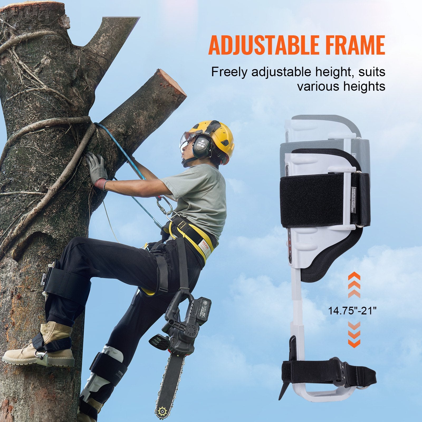 Tree Climbing Spikes, 1 Pair Aluminum Climbing Spurs, 350lbs Load Capacity Tree Climbing Gear with Straps and Spike Protectors, Arborist Equipment for Climbers, Hunting, Fruit Picking, White - Image 6