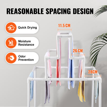 Towel Rack 8-Bar Outdoor PVC Towel Holder for Poolside Spa Bathroom White - Image 4