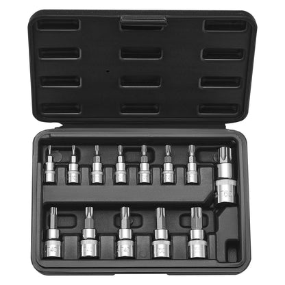Torx Bit Socket Set, 13-Piece Star T8 - T60 Set, S2 Alloy Steel and Cr-V Steel, 1/4 in, 3/8 in, and 1/2 in Drives, with Enhanced Storage Case, Torx Sockets for Hand Use, Mechanics, Auto Repair - Image 9