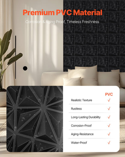 3D Wall Panels, 33-Pack 30 x 30 cm PVC Modern Art Minimalist Diamond Tiles, 2.97 m² Coverage Accent Wall Panel, Interior Home Decor for Ceiling, Bedroom, Living Room, Gaming Room, Matte Black - Image 4