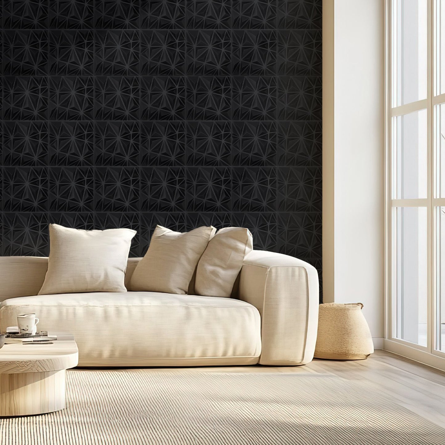 3D Wall Panels, 33-Pack 30 x 30 cm PVC Modern Art Minimalist Diamond Tiles, 2.97 m² Coverage Accent Wall Panel, Interior Home Decor for Ceiling, Bedroom, Living Room, Gaming Room, Matte Black - Image 8