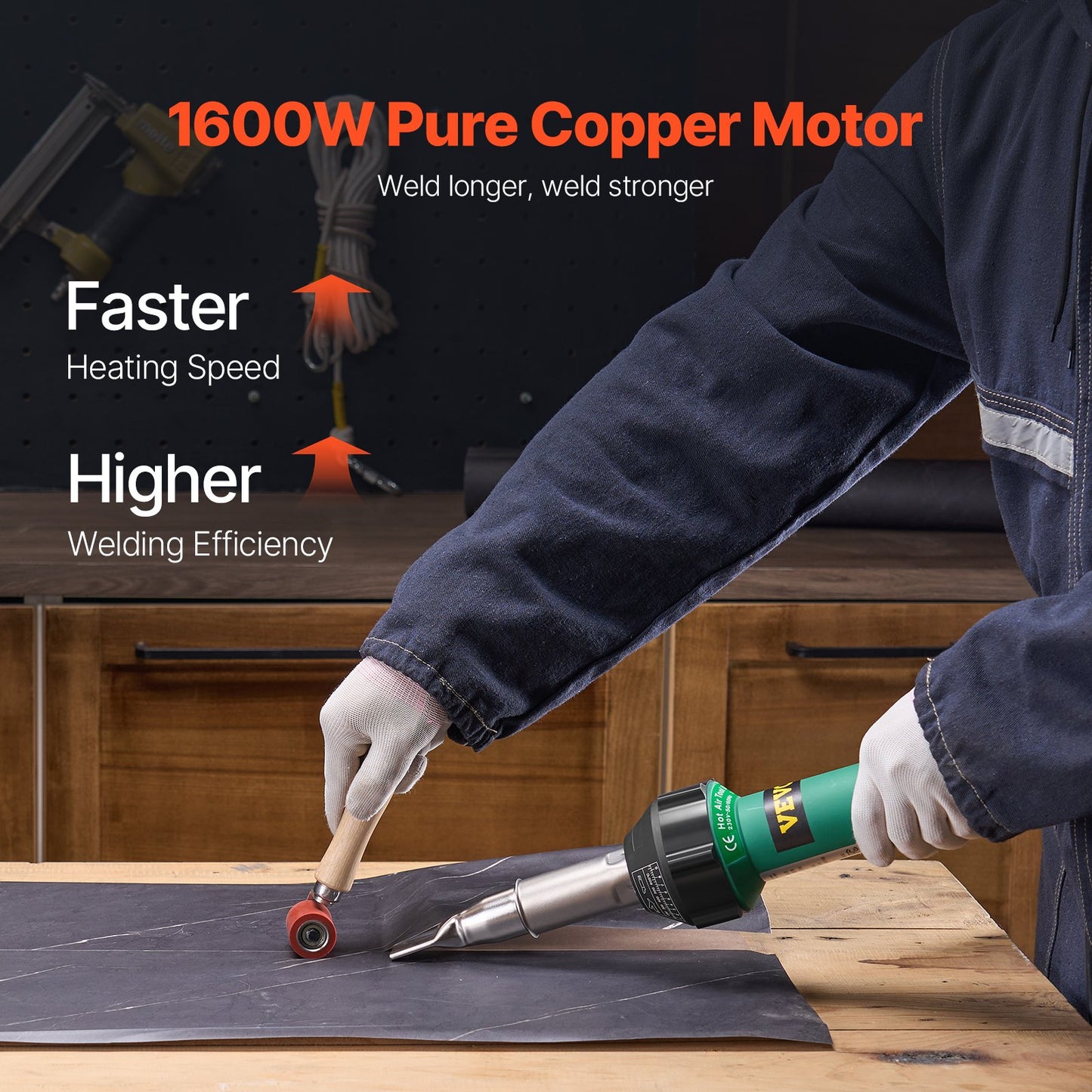 Hot Air Plastic Welder 1600W PVC TPO Vinyl Heat Gun Torch & 9 Accessories - Image 2