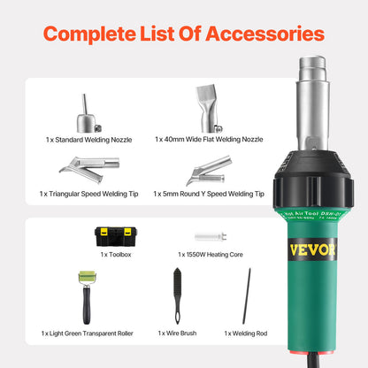Hot Air Plastic Welder 1600W PVC TPO Vinyl Heat Gun Torch & 9 Accessories - Image 6