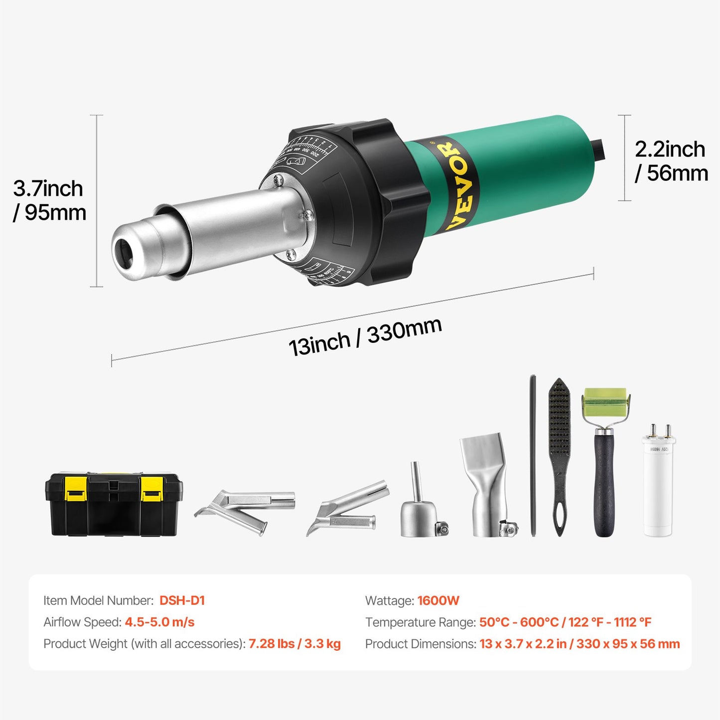 Hot Air Plastic Welder 1600W PVC TPO Vinyl Heat Gun Torch & 9 Accessories - Image 7