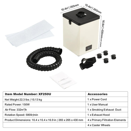 Solder Fume Extractor, 150W Soldering Smoke Extractor with 3-Stage Filters, 332 m³/h Strong Suction Smoke Absorber and Purifier for Soldering, Engraving, DIY Welding, Salon - Image 7