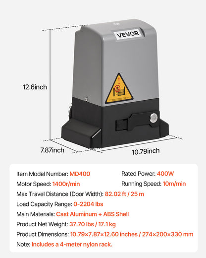 400W Electric Sliding Gate Opener 1000kg Chain Drive Infrared Sensor - Image 7