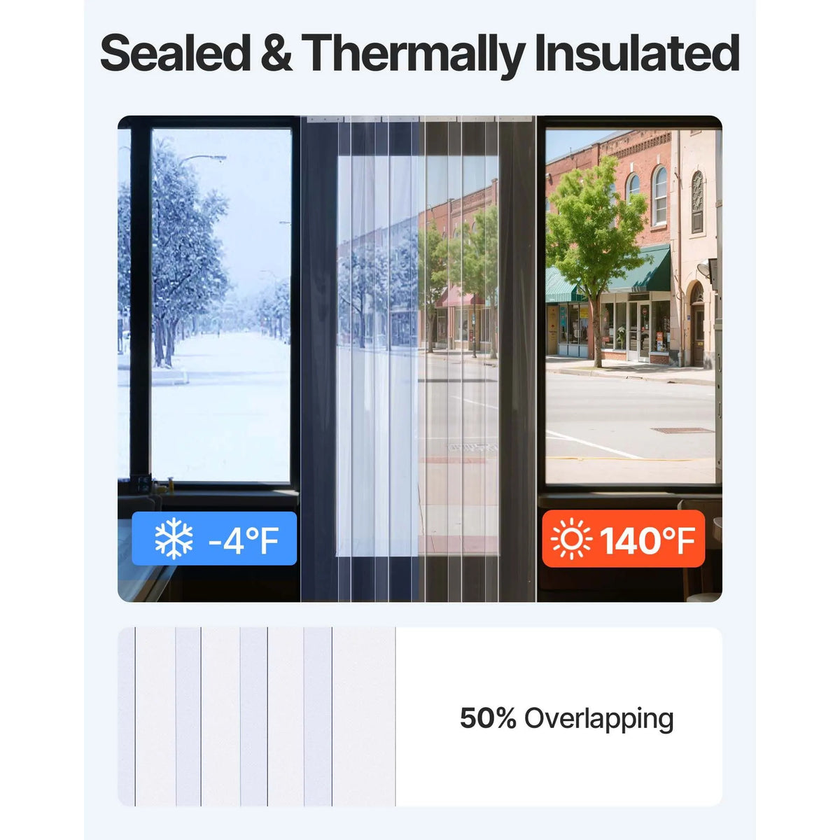 Strip Curtain PVC Door Curtain 244 x 244 cm Cooler Freezer Clear Plastic - Image 4
