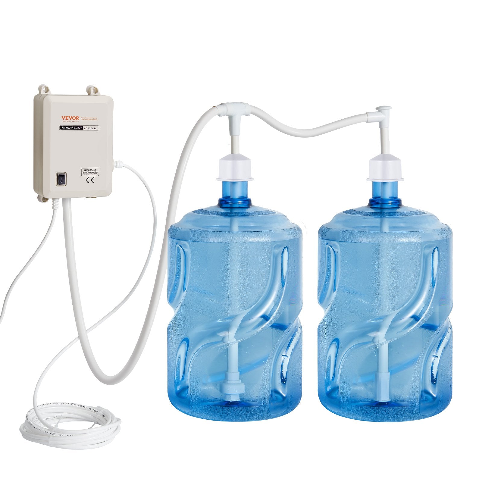 Bottled Water Dispenser Pump System, 2x5 Gallon Dispensing System, Automatic Electric Water Dispenser, Double-Pipe Water Jug Pump, Compatible Use with Coffee/Tea Machine, Refrigerator, Ice Maker