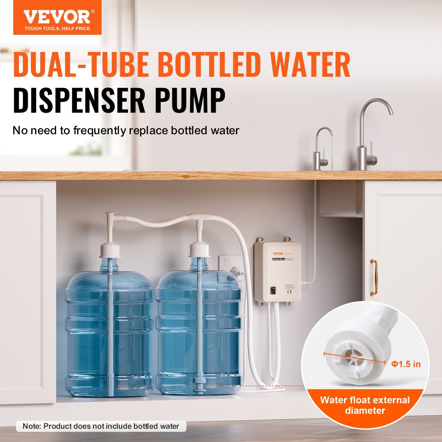 Bottled Water Dispenser Pump System, 2x5 Gallon Dispensing System, Automatic Electric Water Dispenser, Double-Pipe Water Jug Pump, Compatible Use with Coffee/Tea Machine, Refrigerator, Ice Maker - Image 2
