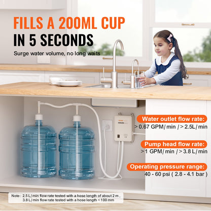 Bottled Water Dispenser Pump System, 2x5 Gallon Dispensing System, Automatic Electric Water Dispenser, Double-Pipe Water Jug Pump, Compatible Use with Coffee/Tea Machine, Refrigerator, Ice Maker - Image 3