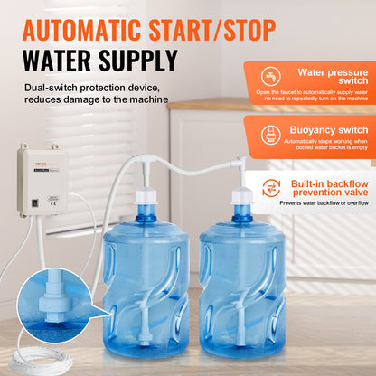 Bottled Water Dispenser Pump System, 2x5 Gallon Dispensing System, Automatic Electric Water Dispenser, Double-Pipe Water Jug Pump, Compatible Use with Coffee/Tea Machine, Refrigerator, Ice Maker - Image 4