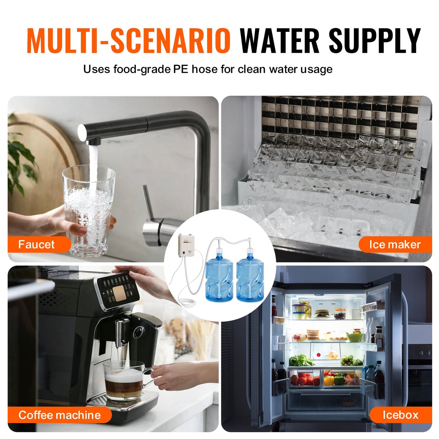 Bottled Water Dispenser Pump System, 2x5 Gallon Dispensing System, Automatic Electric Water Dispenser, Double-Pipe Water Jug Pump, Compatible Use with Coffee/Tea Machine, Refrigerator, Ice Maker - Image 6