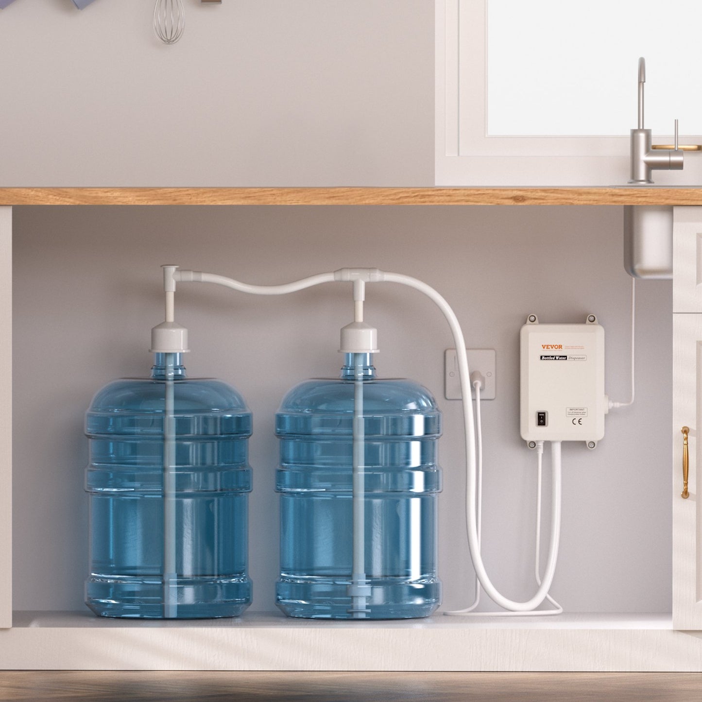 Bottled Water Dispenser Pump System, 2x5 Gallon Dispensing System, Automatic Electric Water Dispenser, Double-Pipe Water Jug Pump, Compatible Use with Coffee/Tea Machine, Refrigerator, Ice Maker - Image 8