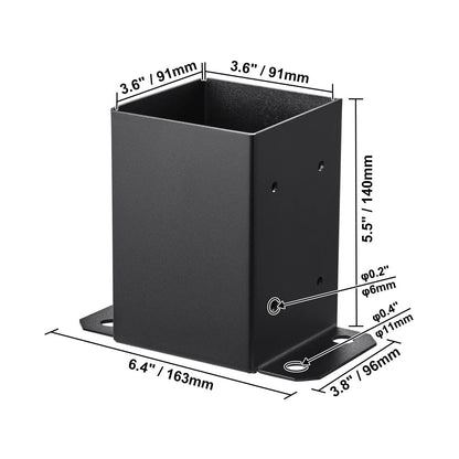 101.6x101.6mm Post Base 4 Pcs, Inner Size 91x91 Post Base Brackets, Heavy Duty Powder-Coated Post Anchor Matte Black Wood Post Brackets for Pavilion Deck Railing Support Deck Base Plate - Image 8