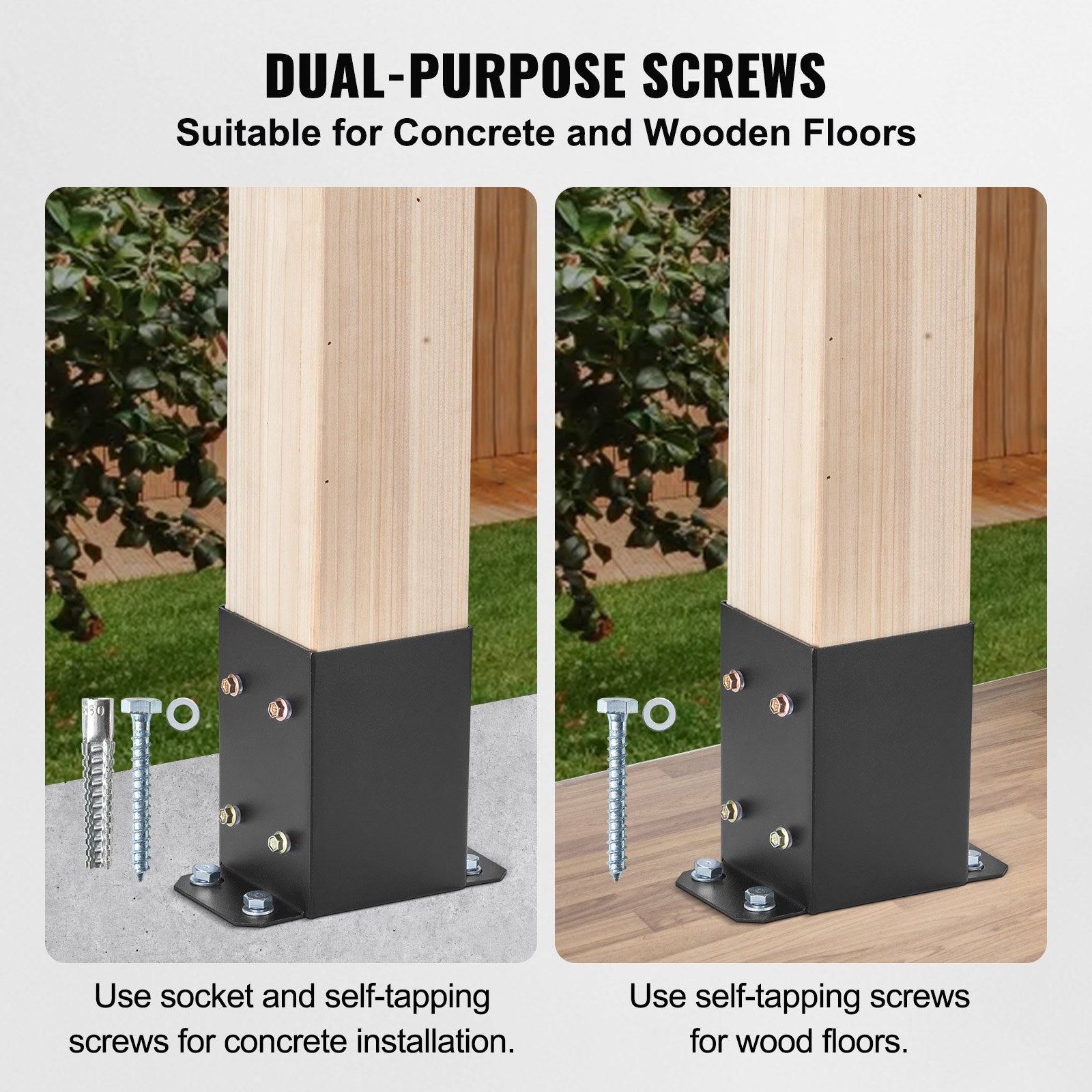 101.6x101.6mm Post Base 4 Pcs, Inner Size 91x91 Post Base Brackets, Heavy Duty Powder-Coated Post Anchor Matte Black Wood Post Brackets for Pavilion Deck Railing Support Deck Base Plate - Image 3
