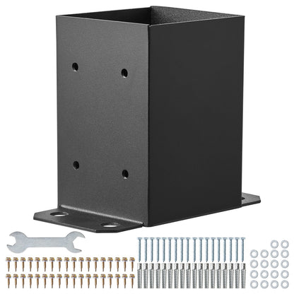 101.6x101.6mm Post Base 4 Pcs, Inner Size 91x91 Post Base Brackets, Heavy Duty Powder-Coated Post Anchor Matte Black Wood Post Brackets for Pavilion Deck Railing Support Deck Base Plate - Image 9
