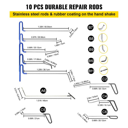 Paintless Dent Removal Rods Stainless Steel Rod Tool Kit 89pcs Dent Repair - Image 5