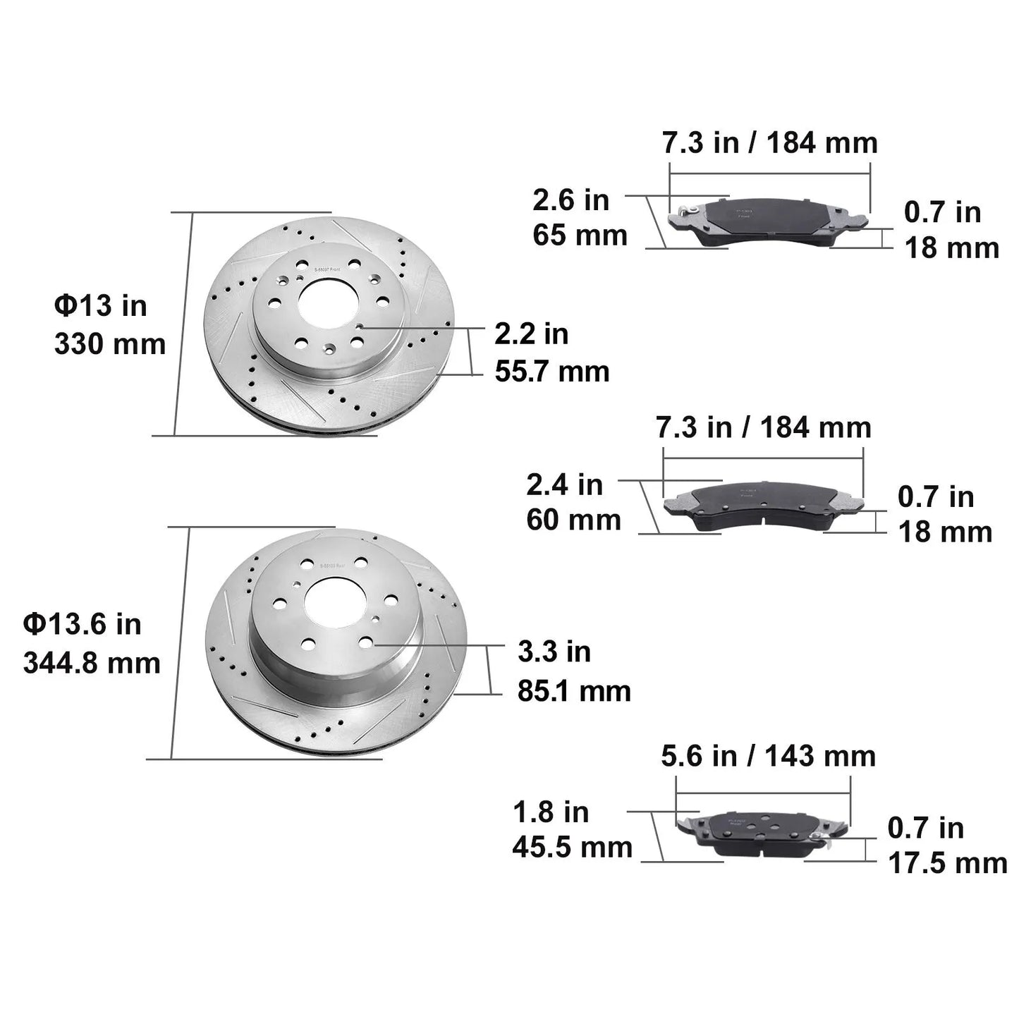 Front&Rear Rotors Disc Brake Pads Kit for 14-18 Chevy Silverado Gmc Sierra 1500 - Image 8