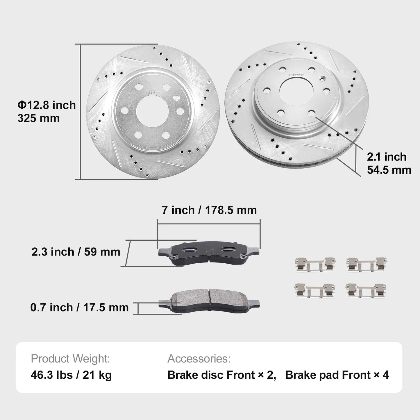 Drilled Slotted Front Brake Rotors Pads Kit for Chevy Traverse GMC Acadia - Image 7