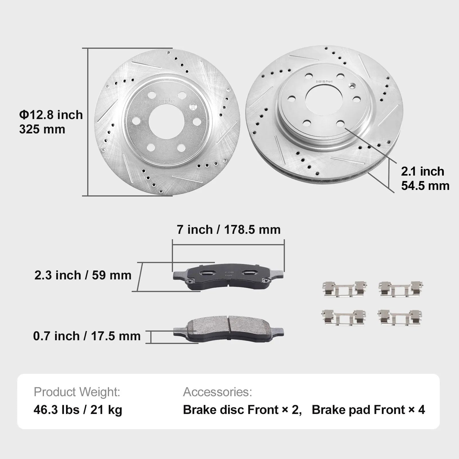 Drilled Slotted Front Brake Rotors Pads Kit for Chevy Traverse GMC Acadia - Image 7