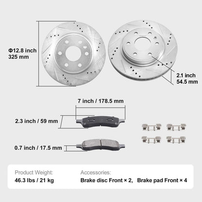 Drilled Slotted Front Brake Rotors Pads Kit for Chevy Traverse GMC Acadia - Image 7