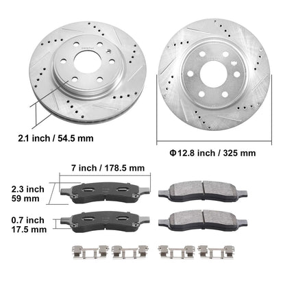 Drilled Slotted Front Brake Rotors Pads Kit for Chevy Traverse GMC Acadia - Image 8