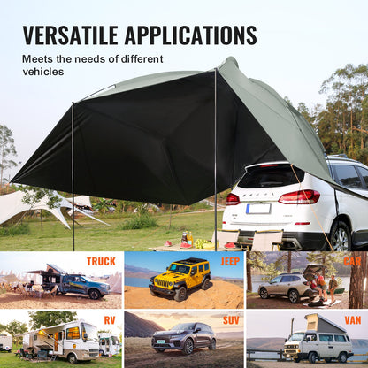 Vehicle Awning, Large 10' x 7' Shade Coverage Car Side Awning, PU2000mm UV50+ Car Awning with Extended Side Canopies and Portable Storage Bag, Suitable for Truck, SUV, Van, Campers - Image 6