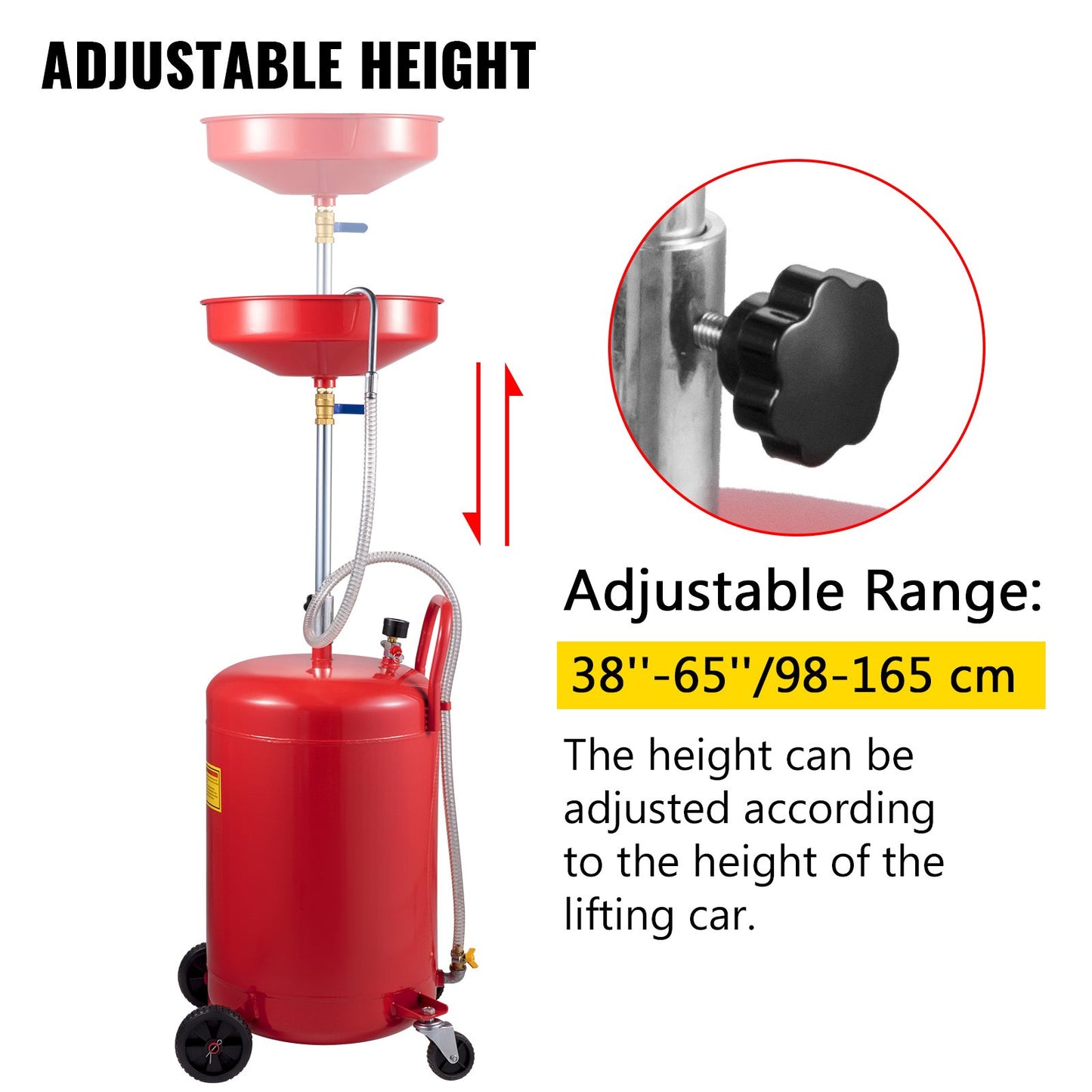 Waste Oil Drain Tank Portable Oil Drain 20 Gallon Air Operated Drainer - Image 3