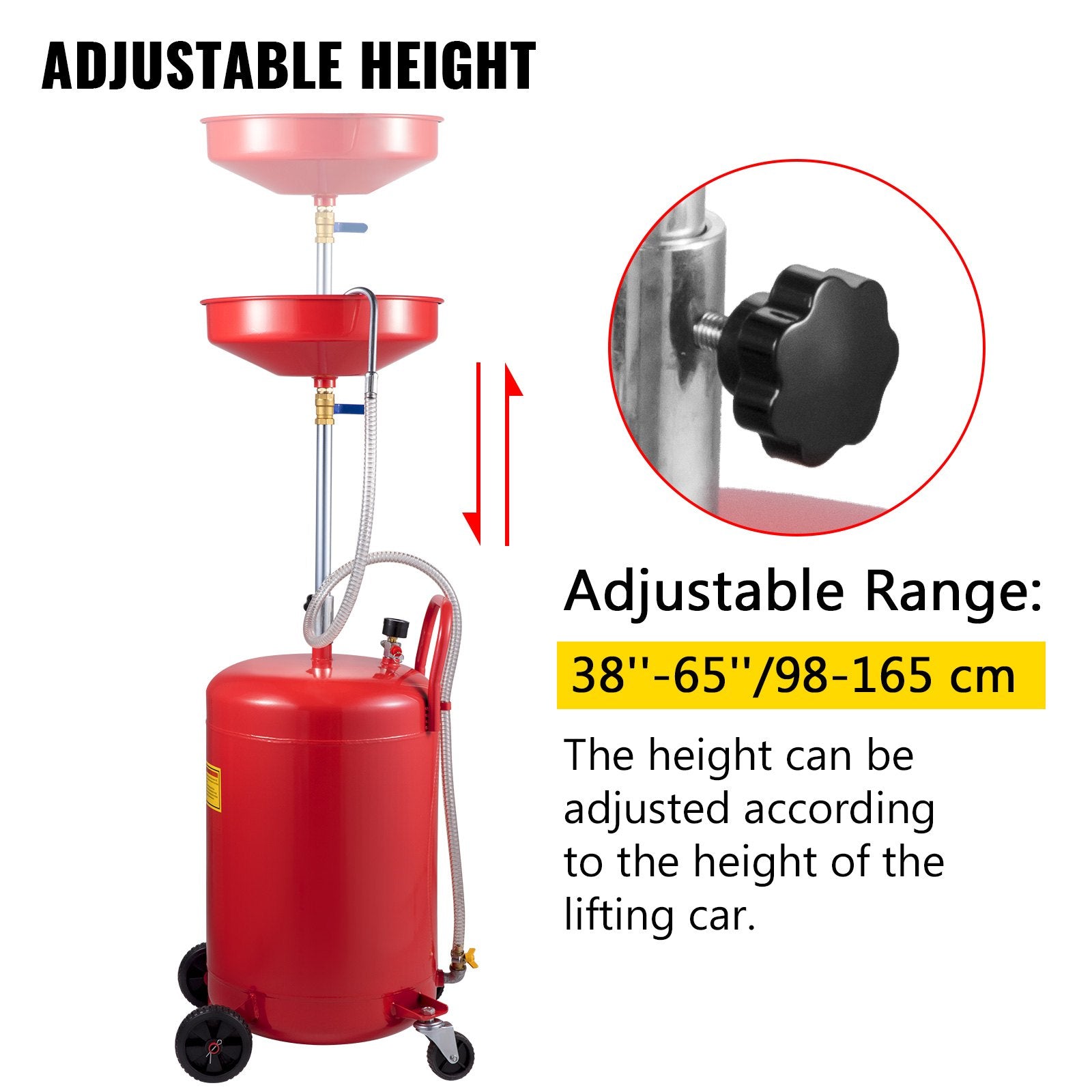 Waste Oil Drain Tank Portable Oil Drain 20 Gallon Air Operated Drainer - Image 3