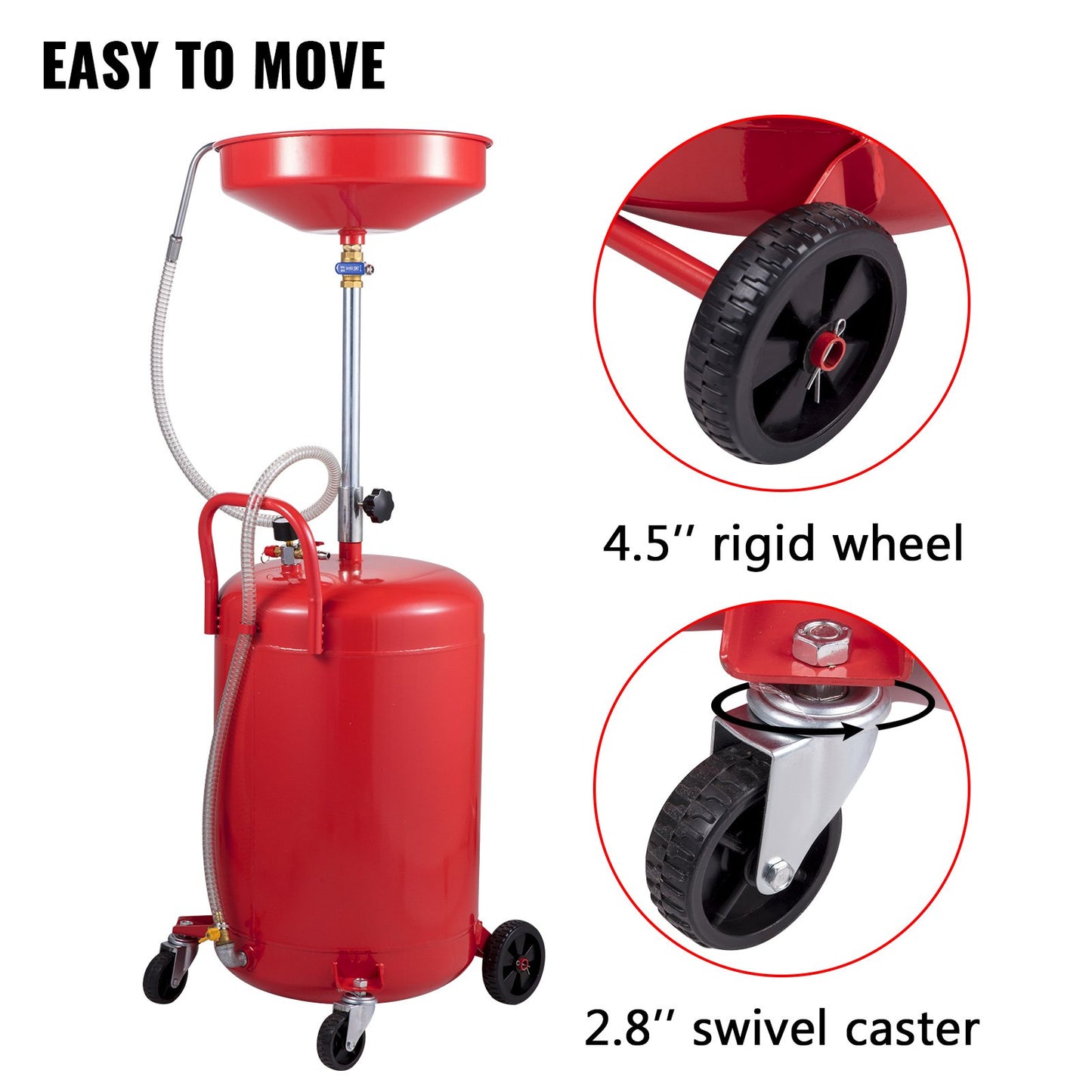Waste Oil Drain Tank Portable Oil Drain 20 Gallon Air Operated Drainer - Image 6
