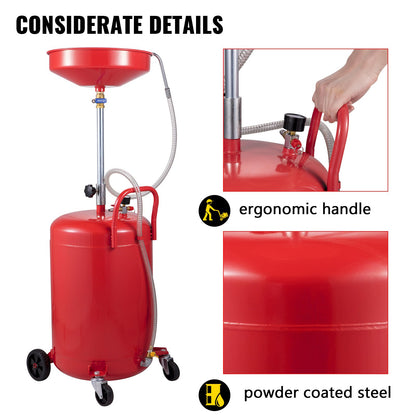 Waste Oil Drain Tank Portable Oil Drain 20 Gallon Air Operated Drainer - Image 7