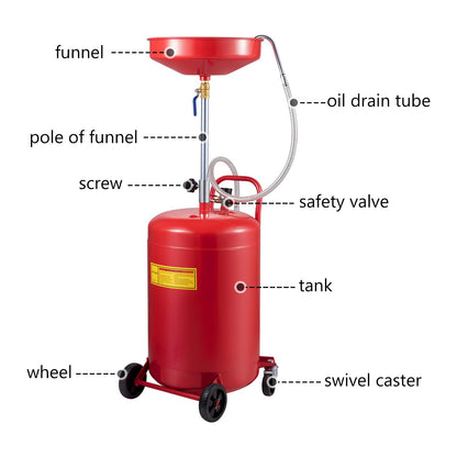 Waste Oil Drain Tank Portable Oil Drain 20 Gallon Air Operated Drainer - Image 9