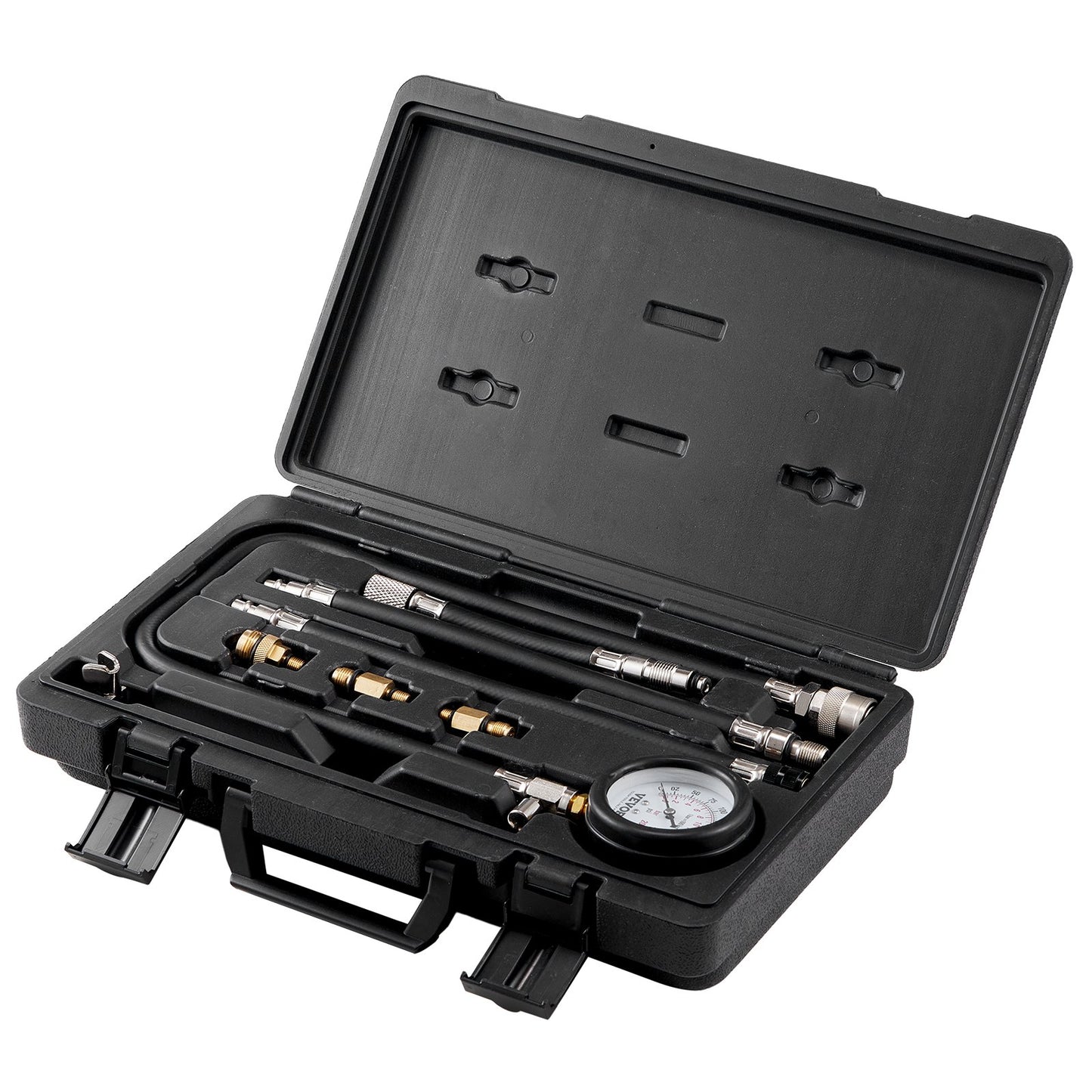 Compression Tester Adapter Kit, 9 Pcs Automotive Engine Cylinder Leak Down Compression Test, Accurate Dual Scale Pressure Gauge 0-300 psi, with Long Reach Hoses and Case for Engine Cylinders - Image 9