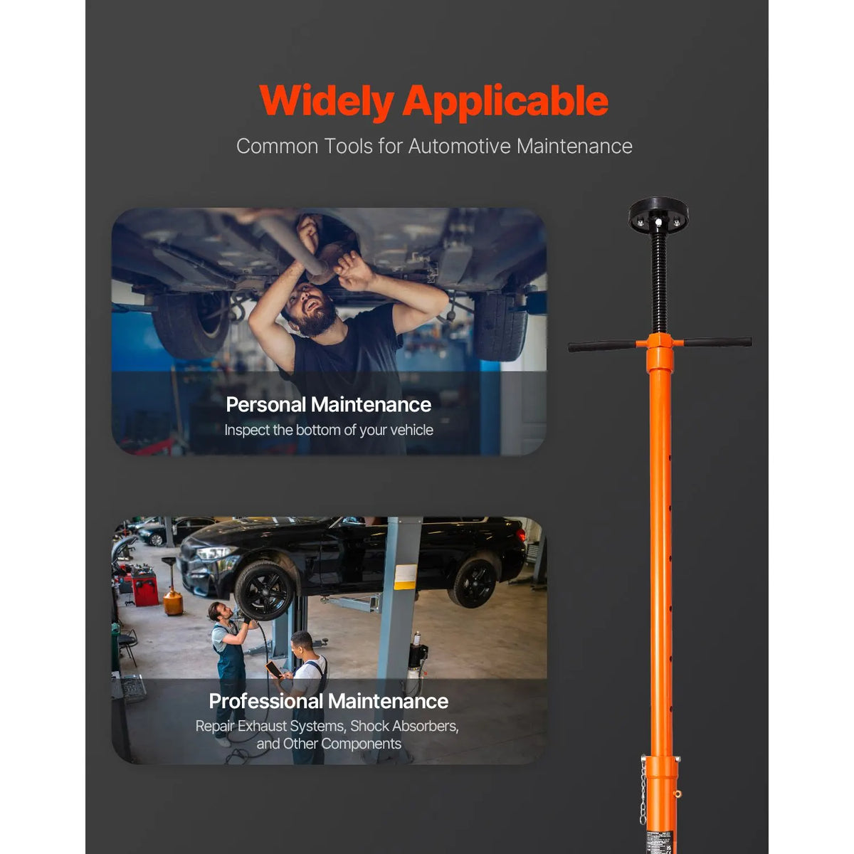 Underhoist Support Stand, 3/4 Ton Capacity Under Hoist Jack Stand, Lifting from 38.4 to 75.4 in, Bearing Mounted Spin Handle, Self-Locking Threaded Screw, Two Wheels, Support Vehicle Components - Image 6