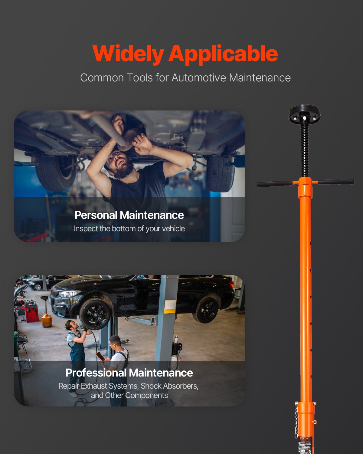 Underhoist Support Stand, 3/4 Ton Capacity Under Hoist Jack Stand, Lifting from 38.4 to 75.4 in, Bearing Mounted Spin Handle, Self-Locking Threaded Screw, Two Wheels, Support Vehicle Components - Image 6