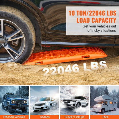 10 TON Traction Boards with PP Material, Recovery Boards for Off-road Vehicles/Cars/Pickups/SUVs/RVs, Pair Tire Traction Mats on Snow, Sand, Mud and Loose Terrain, Storage Bag, Long, Orange - Image 3