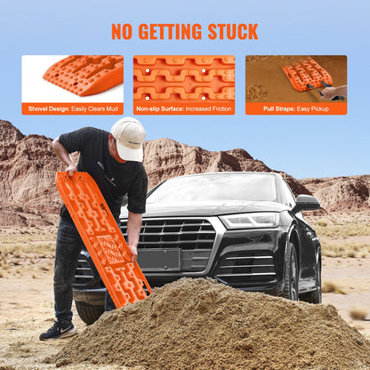 10 TON Traction Boards with PP Material, Recovery Boards for Off-road Vehicles/Cars/Pickups/SUVs/RVs, Pair Tire Traction Mats on Snow, Sand, Mud and Loose Terrain, Storage Bag, Long, Orange - Image 5
