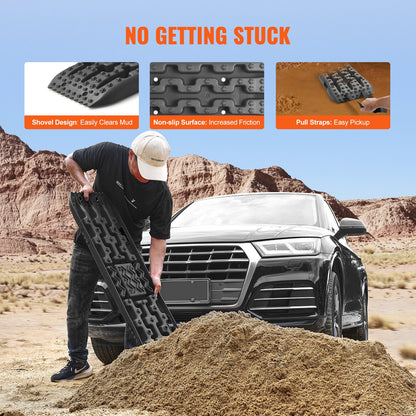 2PCS Traction Boards with PP for Mud Snow Sand Storage Bag Long Black - Image 5