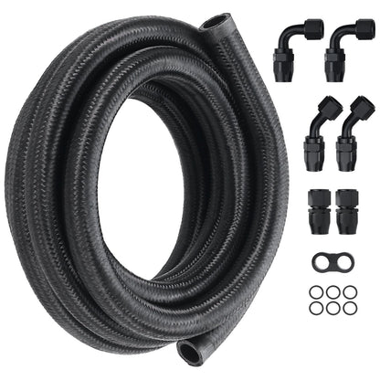 10AN Fuel Line Kit, 3.05 m Fuel Hose Kit, 1.4 cm Nylon Stainless Steel Braided Fuel Line Oil/Gas/Diesel Hose End Fitting Kit, with 7 PCS Swivel Fitting Adapter Kit, Black - Image 9