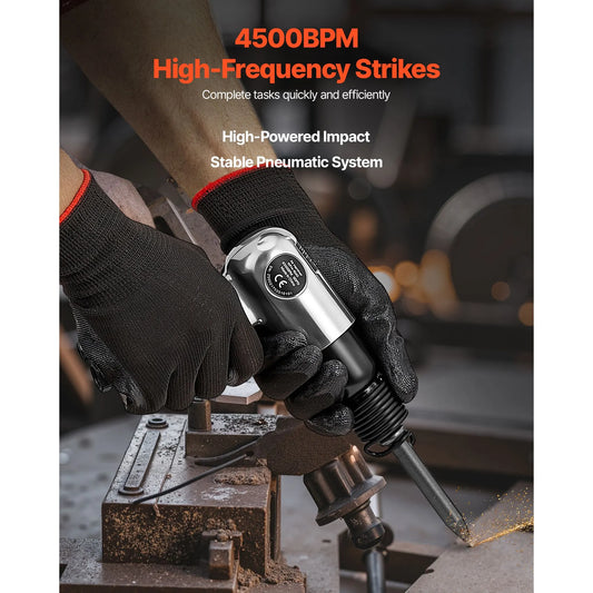 Air Hammer, 4500BPM Pneumatic Hammer with 40mm Stroke & 4PCS Chisels Round Shank, Lightweight & Compact Air Chisel Pneumatic Shovel Tool for Cutting Punching Scraping - Image 2