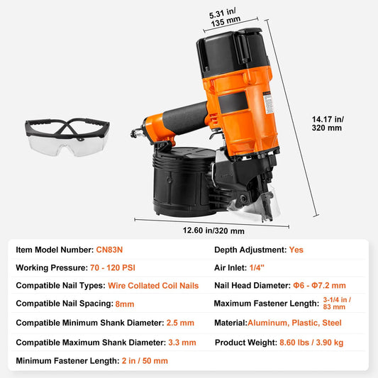 CN83N Coil Siding Nailer 50mm to 83mm 15 Degree Pneumatic Nail Gun - Image 7