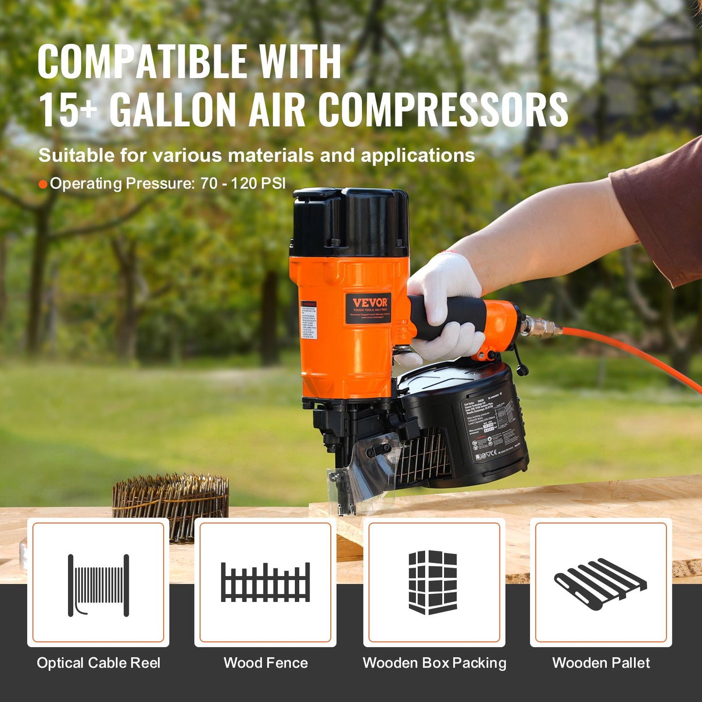 CN83N Coil Siding Nailer 50mm to 83mm 15 Degree Pneumatic Nail Gun - Image 6