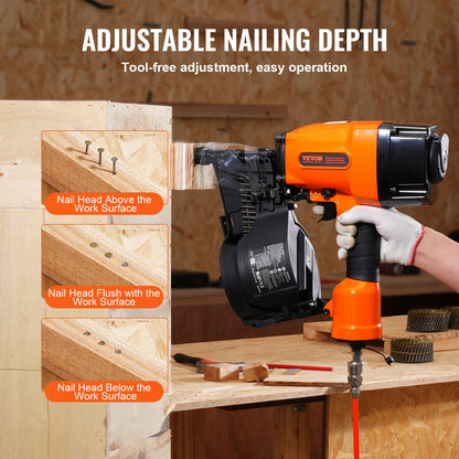 MCN90 Coil Framing Nailer 45mm to 90mm 15 Degree Pneumatic Nail Gun - Image 3