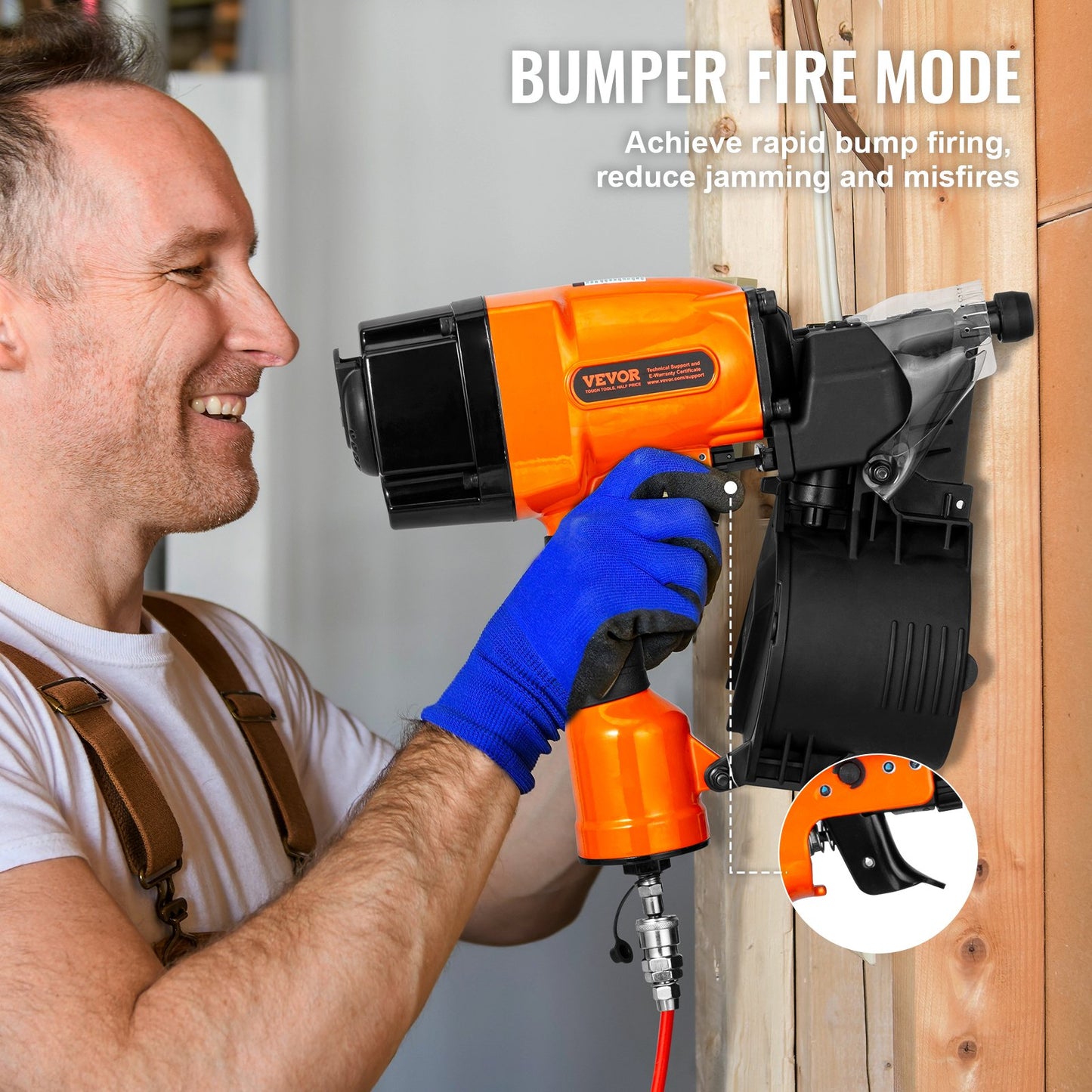 MCN90 Coil Framing Nailer 45mm to 90mm 15 Degree Pneumatic Nail Gun - Image 4
