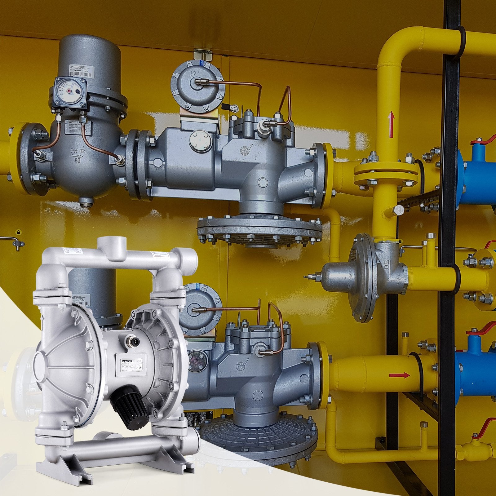 Air Operated Double Diaphragm Pump, 44GPM, Max 115PSI Air Waste Oil Pneumatic Transfer Pump with 2 Extra Diaphragms, 3.8cm Inlet & Outlet Aluminum Alloy Diaphragm Pump for Diesel Grease Oil - Image 8