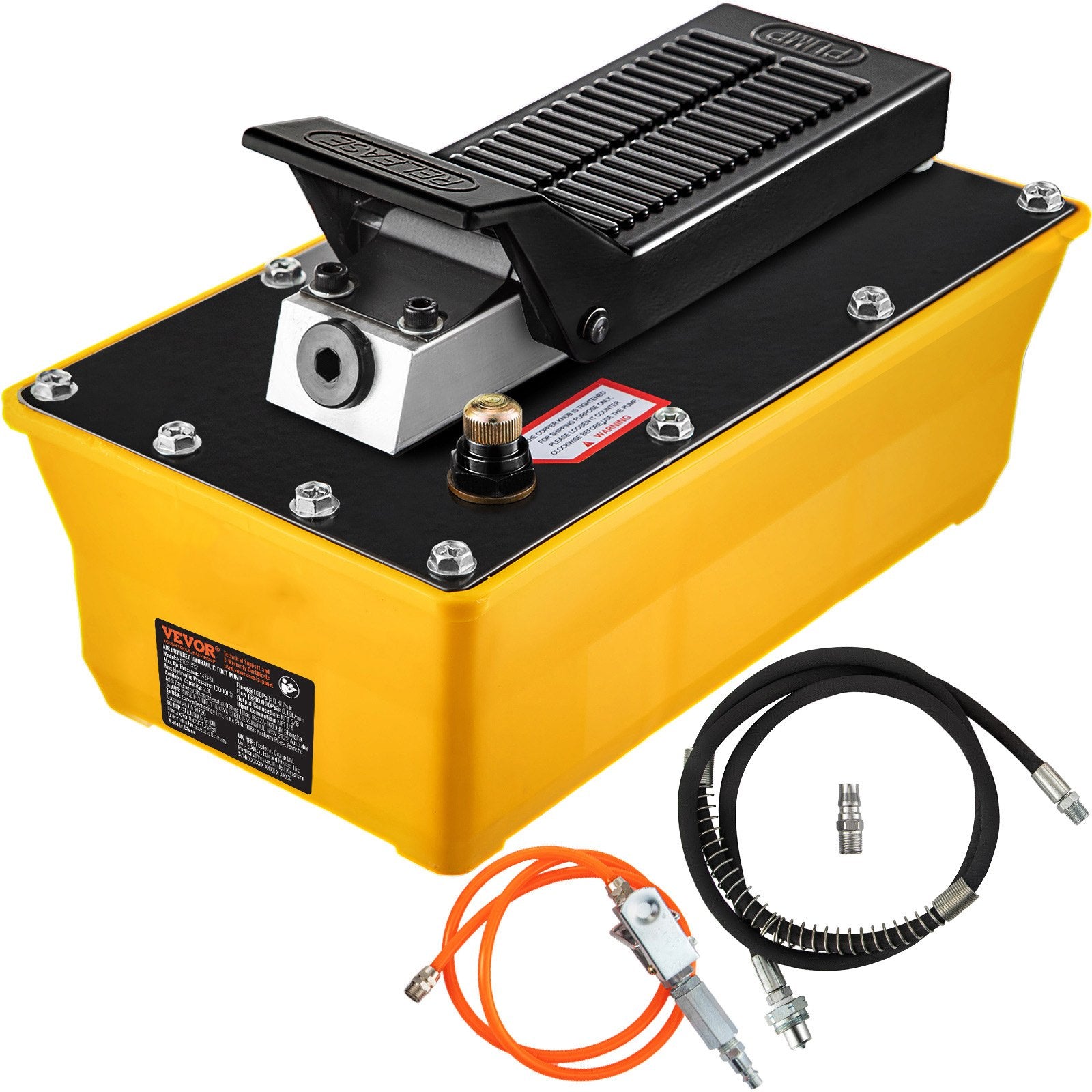 Air Hydraulic Pump, 10,000 PSI Hydraulic Foot Pump, 0.6 Gal Reservoir Foot Operated Air/Hydraulic Pump, with Hose and Spray Gun for Heavy Machinery Rigging, Auto Repair, Auto Body Frame Machines