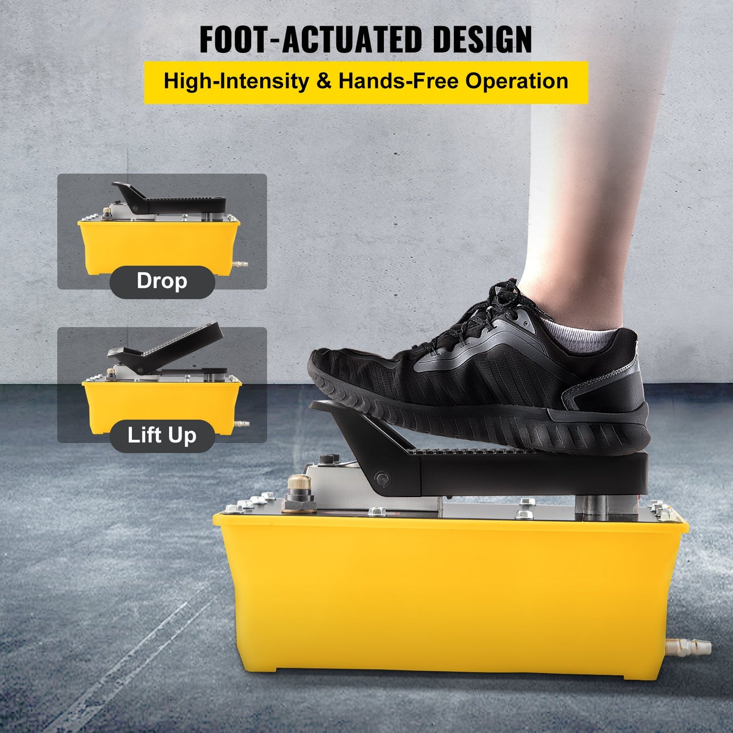 Air Hydraulic Pump, 10,000 PSI Hydraulic Foot Pump, 0.6 Gal Reservoir Foot Operated Air/Hydraulic Pump, with Hose and Spray Gun for Heavy Machinery Rigging, Auto Repair, Auto Body Frame Machines - Image 4