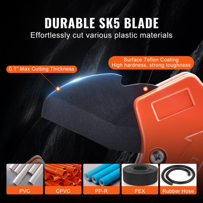 PVC Pipe Cutter, 0-2-1/2" O.D. Ratcheting PVC Pipe Cutter, Heavy Duty Tube Cutting Tool with Spare SK5 Blade for PVC, CPVC, PP-R, PEX, PE, Rubber Hoses - Image 3